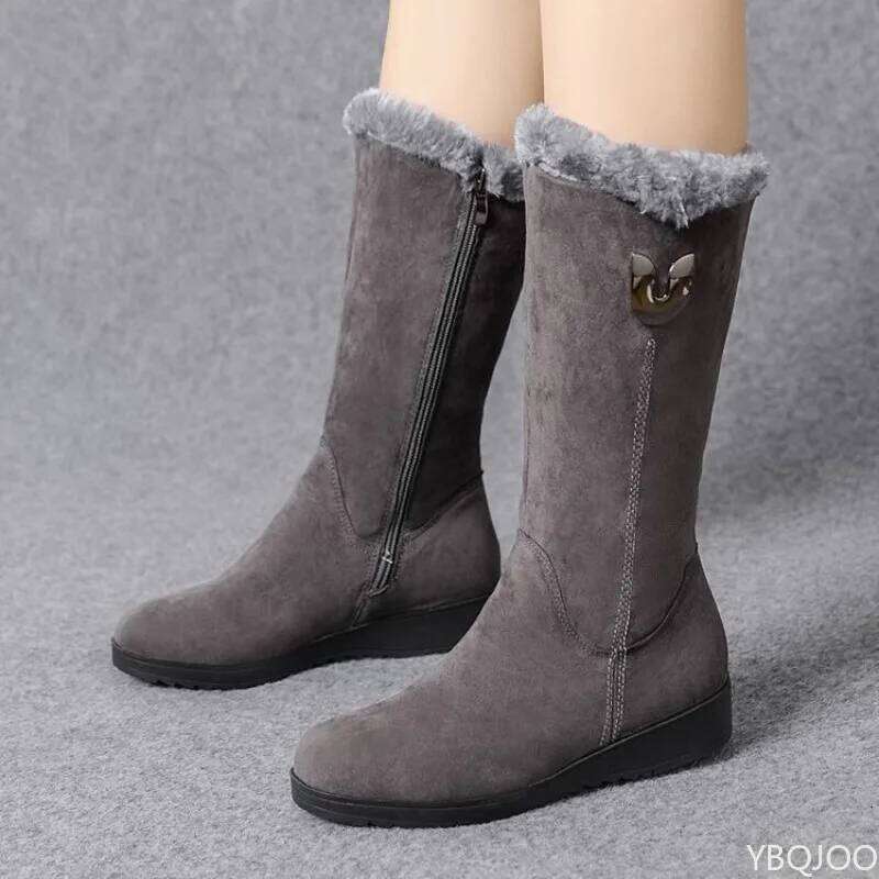 Winter versatile snow thick fashionable women's anti slip warm leisure comfortable side zipper cotton boots