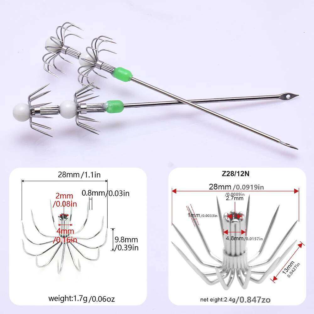 2pcs/box umbrella live bait blow tubes octopus squid hooks stainless steel S260305