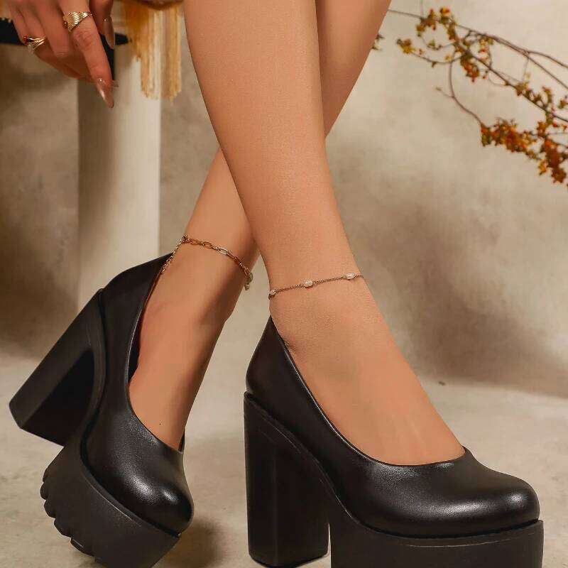 2025 New Ultra Fashion Simple Thick Bottom Women's Casual High Heels