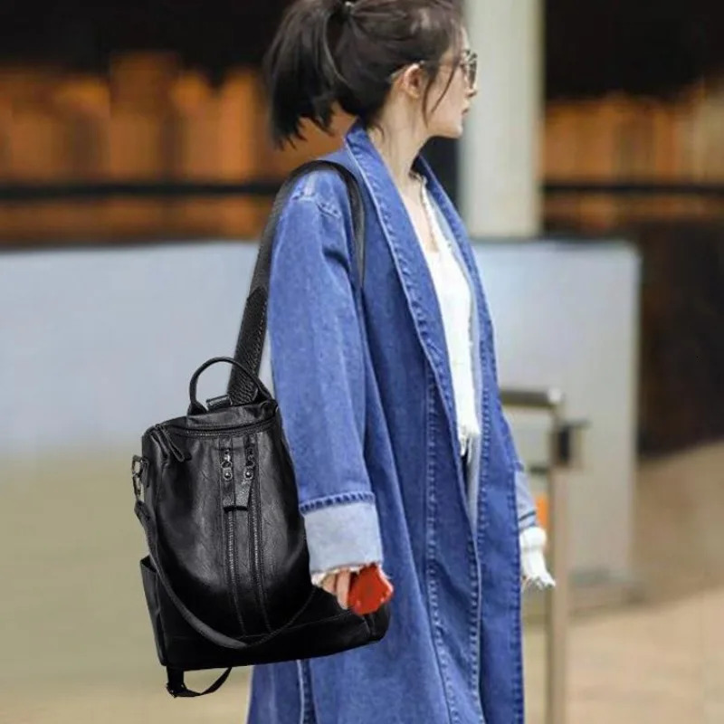 Backpack 2025 Autumn and Winter Korean Style Trendy Casual Fashion Soft Leather Bag Multifunctional Womens Bag260228