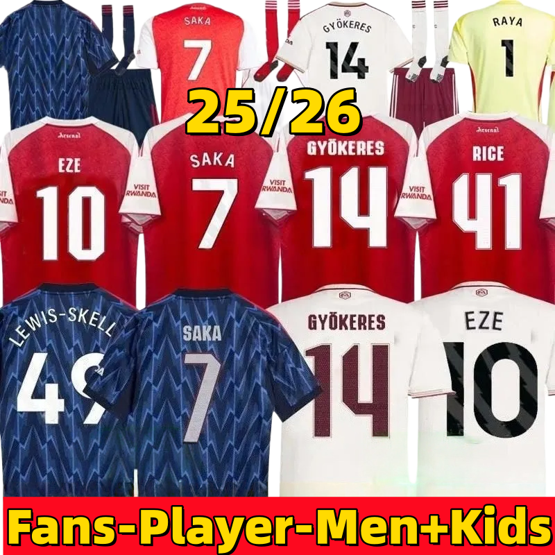 25 26 SAKA EZE soccer jerseys Zubimendi MARTINELLI 2025 2026 football shirt Men Kids kit ODEGAARD Nwaneri SALIBA RICE HAVERTZ MADUEKE RAYA RUSS0 LEWIS SKELLY