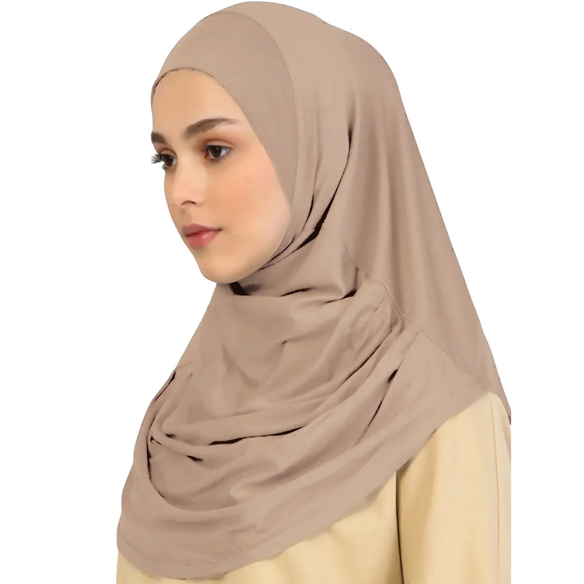 Ready To Go wear Instant Hijab for Women Solid Color Hemp Headscarf Neck Cover Sports Hijabs Pinless Islam Shawls and Wraps 260304
