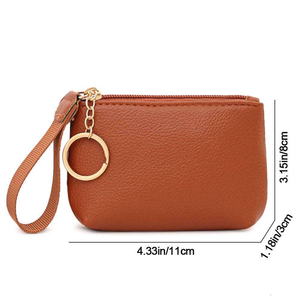 Durable Multifunctional Wallet Zipper Solid Color Purse PU Leather Clutch Bags C260304