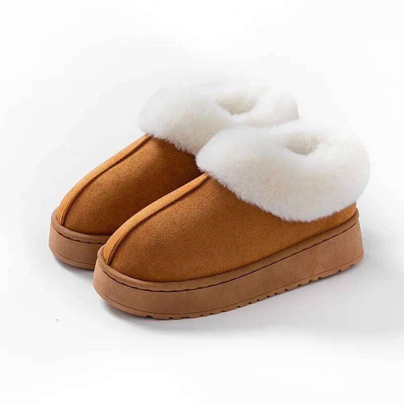 Anti-slip Shoe Thick Plush Snow 2025 New Women Faux Suede Platform Fur Winter Boots Woman Slip On Warm Cotton Padded Shoes