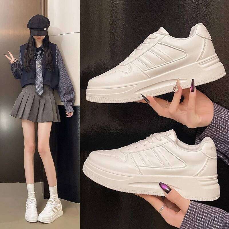 2026 New Women's Fashion Casual Shoes Outdoor Anti-Slip Wear-Resistant Sports Thick Soles Lacing Low-Top Sneakers