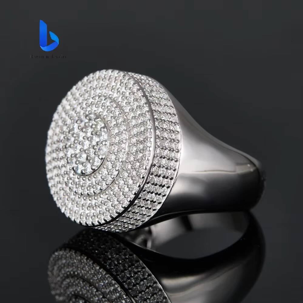 The Round Design Iced Out 925 Sterling Silver Men Ring VVS Grade Moissanite Stones Customizable Hip Hop Jewelry for Men