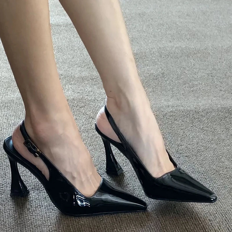 er Summer Pointed Toe Women Sandals Fashion Singbacks Mules Shoes Ladies Elegant High Heel Club Stripper Shoes 260303