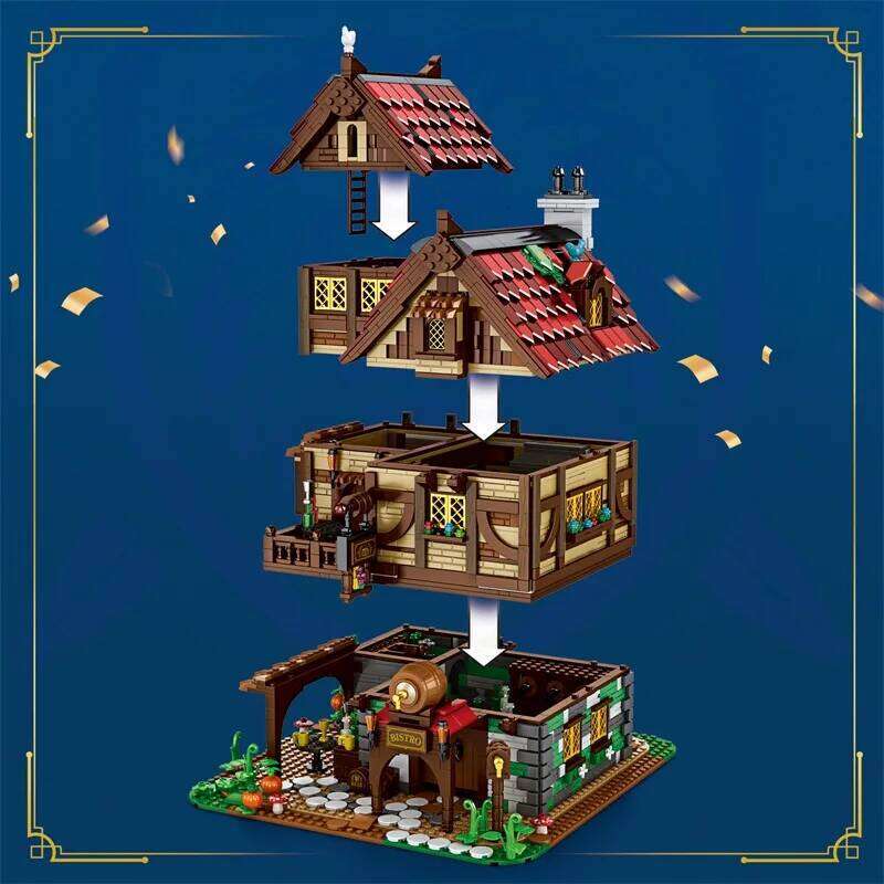 2868PCS Medieval Tavern Building Blocks European Street View Architecture MOC Model Brick Desktop Display Ornaments Toy For Kids Z260305