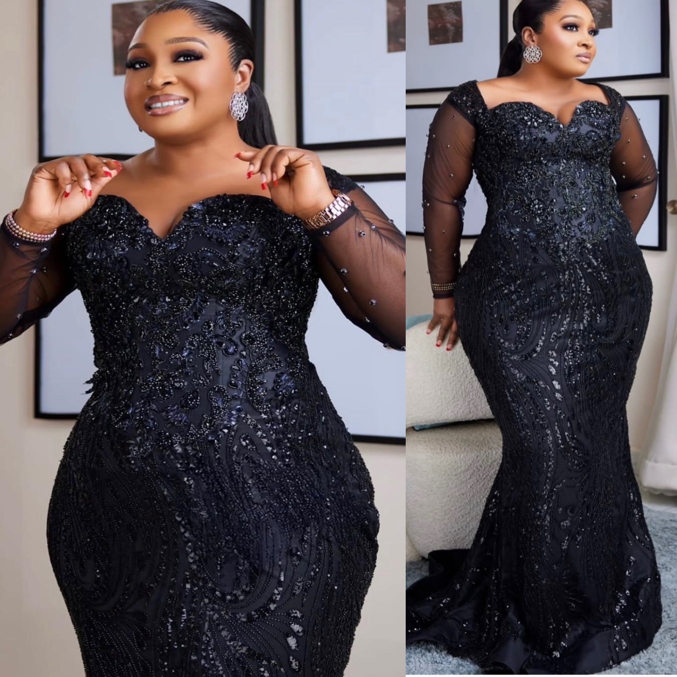 2026 plus size black mermaid mother of bride dresses beaded crystals sequined evening party mamas dress vintage 50s birthday wedding guest groom mothe