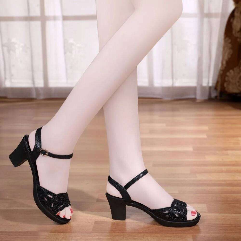 Black High Sandals, Buckle Block Heel Platform Pumps, Gothic Punk Party Shoes - Perfect for Prom & Clubbing