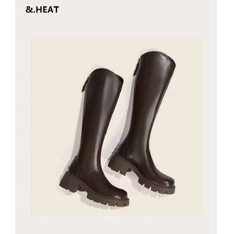 2025 New Women's Knee-High Boots with Chunky Heel Platform - Fashionable, Versatile Choice for Autumn & Winter Trends