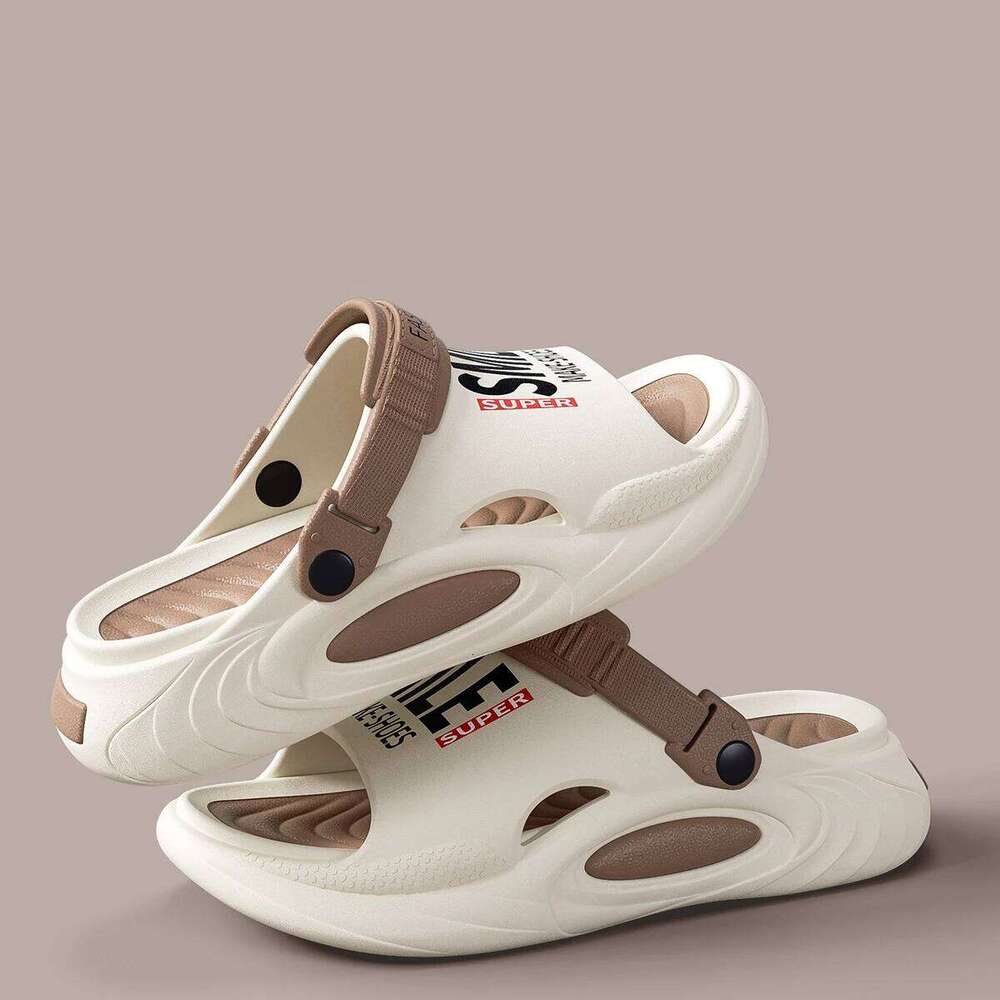 Litfun Thick Sole Summer Beach Bathroom Anti Slip Slipper Men Sport Slides Ultra Soft Light Letter Slippers