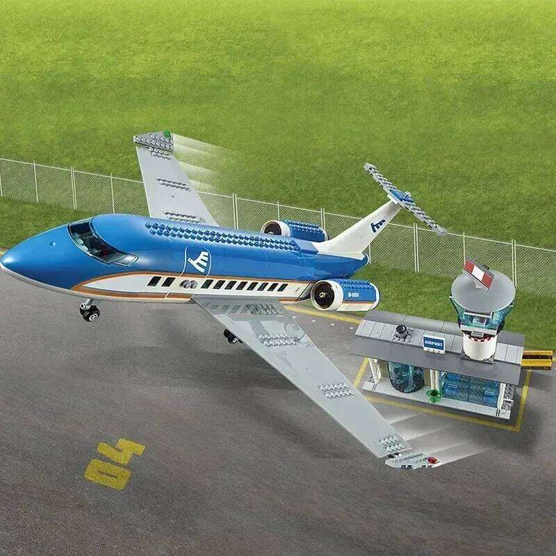 Compatible MOC Sets Retired City Series Building Blocks Airport Passenger Terminal Airplane Children's Toys Assembling Gift Z260306