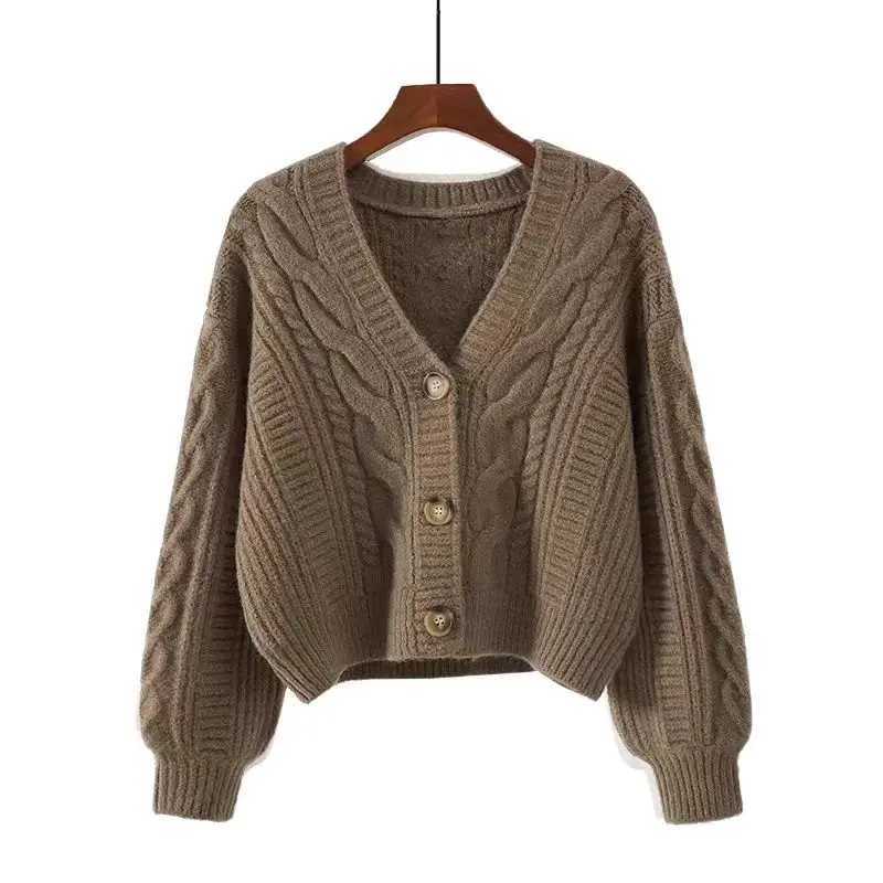 Autumn Winter Fashion Cardigan Sweater Women Knitted Coats Female Solid Long Sleeve Casual Knit Jacket Cardigans Tops Knitwear M260306