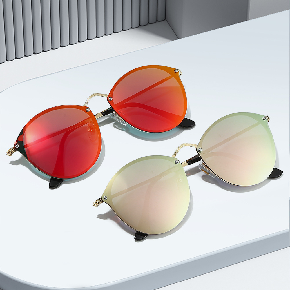 New personalized retro round-frame sunglasses, trendy fashion metal sunglasses for men women, sun and UV protection
