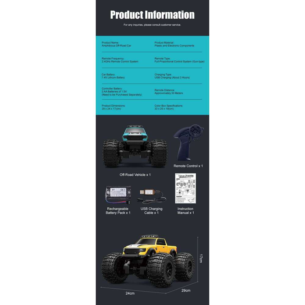 JHD 1:16 RC Amphibious Car 2.4G 50M Off-road For Water Grassland Dirt Mountain JJRC C8816 Waterproof Full Scale Racing C260305
