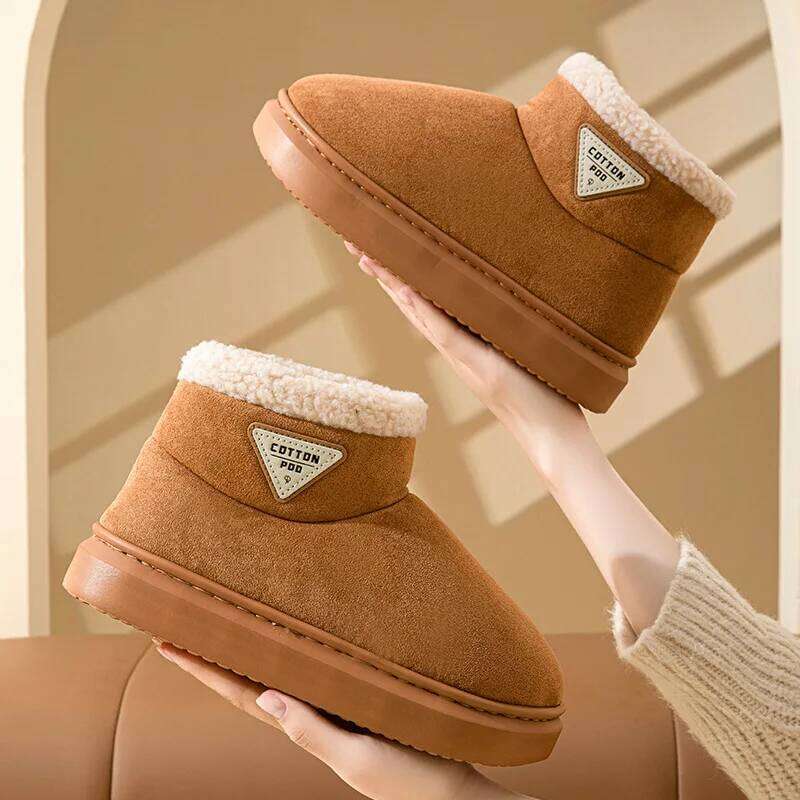 Litfun Women Winter Furry Snow Outdoor Warm Fuzzy Lined Boots Non-slip Comfort House Cotton Soft Plush Shoes