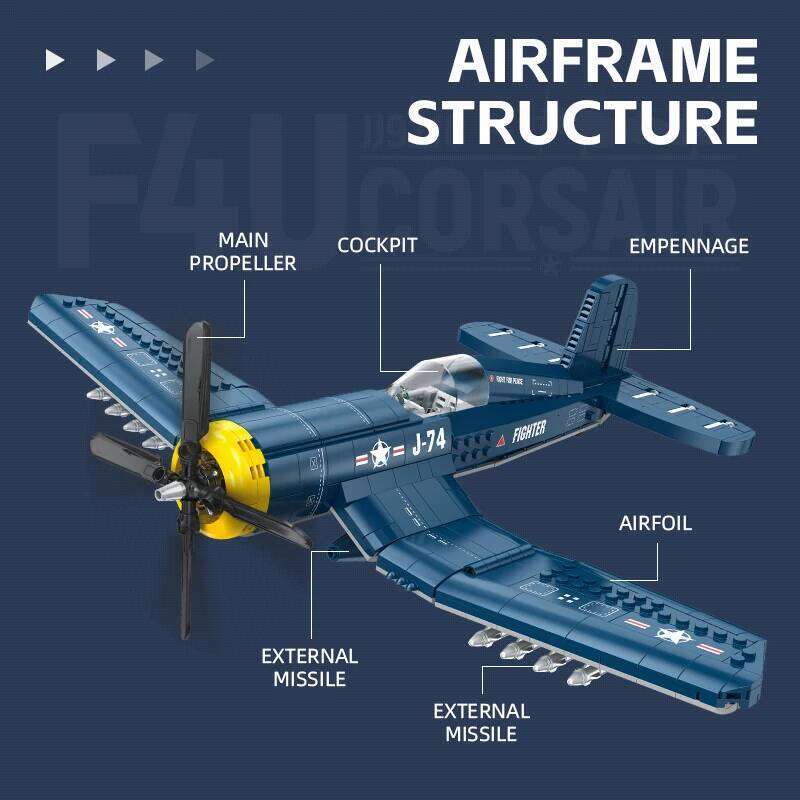 F4U Corsair Fighter Building Blocks,WW2 Army Navy Airplane Model Bricks,Home Decoration Assembling Toys,For Children Boys Gifts Z260306