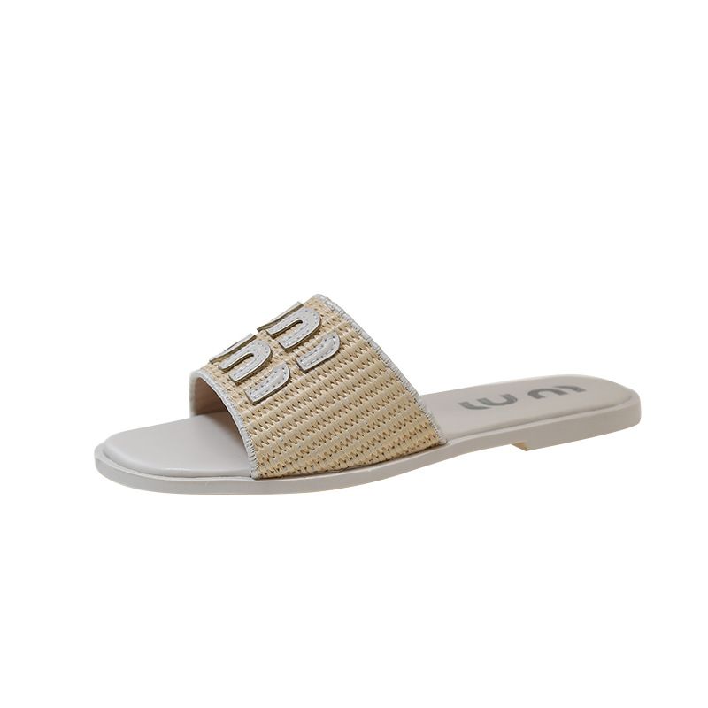 Plussize Flat Flip-Flops For Women Wear New Summer Letter Weave Holiday Beach Cool Slippers