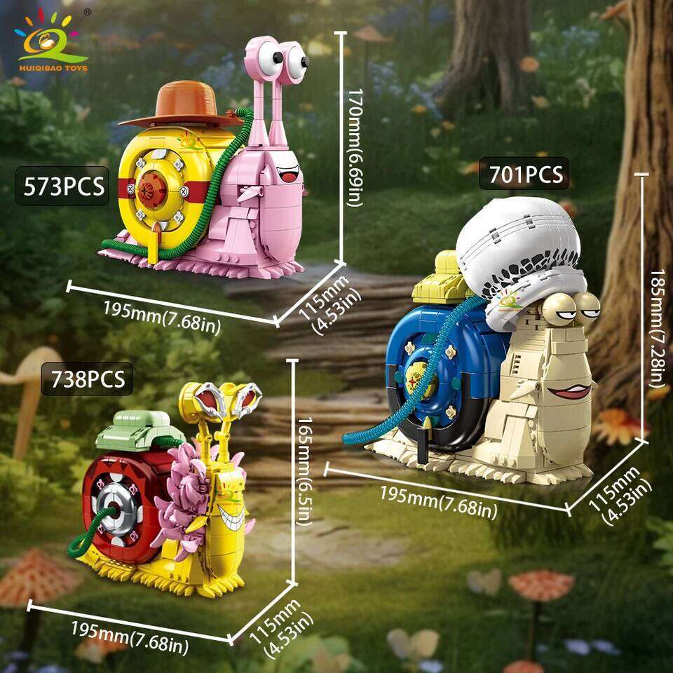HUIQIBAO MOC Snail Insect Model Building Block Phone Bug Series Bricks Set Construction Toy For Children Desk Home Decoration Z260306