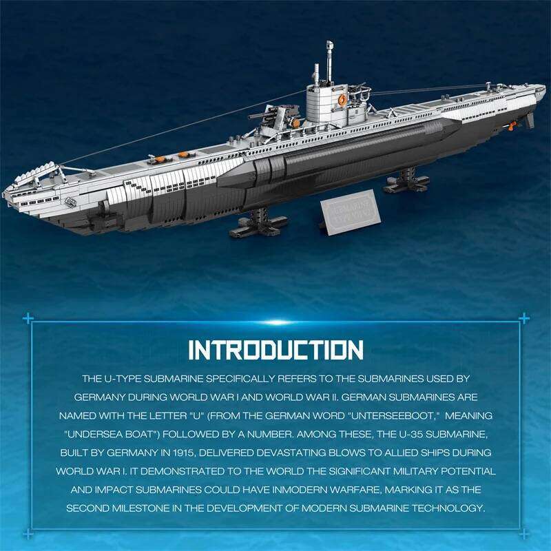 3624PCS U Shaped Submarine Building Blocks Undersea Ship Model Bricks With Base Bracket Desktop Deco Kids DIY Toys Holiday Gifts Z260305