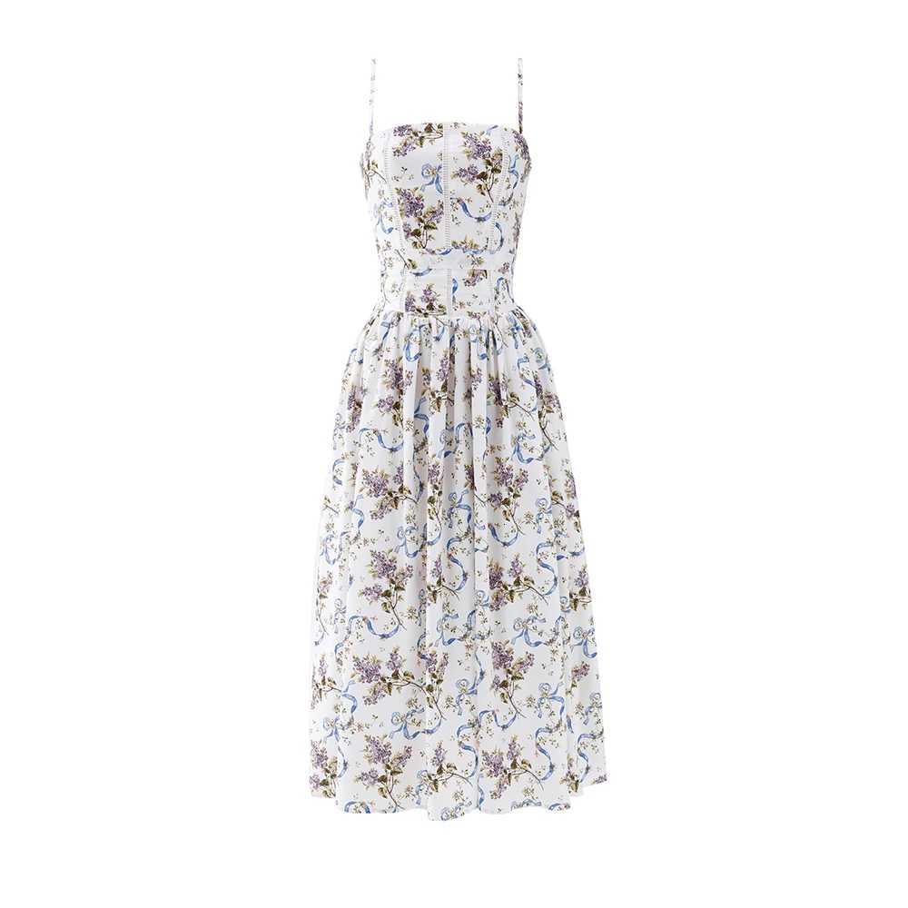 Mingmingxi Summer Floral Print Dress Elegant 2025 New Arrivals Spaghetti Strap Flare Dress Maxi Holiday Party Dresses Women X260306