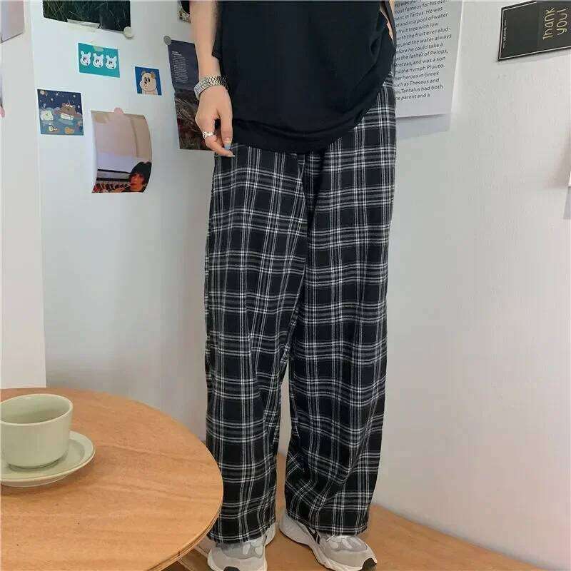 Summer/Winter Plaid Men S-3XL Casual Straight Trousers for Male/Female Harajuku Hip-hop Pants