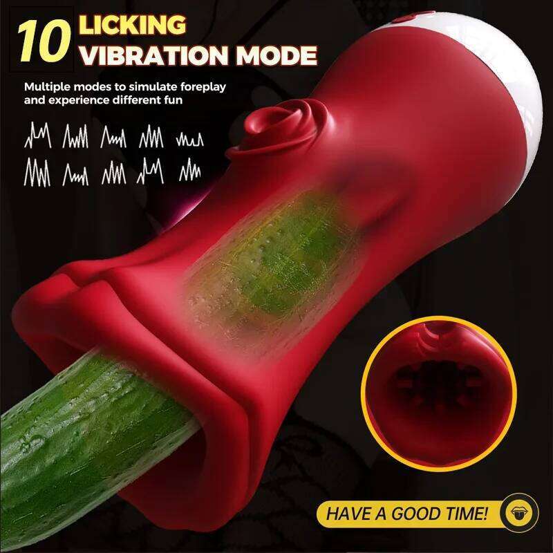 2 in 1 Deep Throat Sucking Male Mastubator Tongue Licking Glans Stimulator Penis Training Cup Peni Vibrator Sex Toys for Men W260305