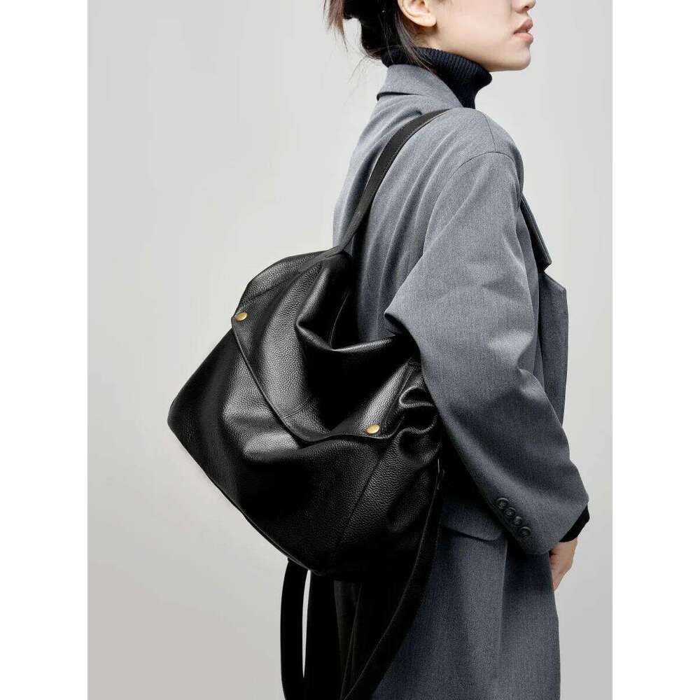 Genuine Women S Shoulder Bag Large Capacity Soft Cowhide Leather Tote Bag Simple Lady Casual Handbag For Commuting TIANOUDAISHU