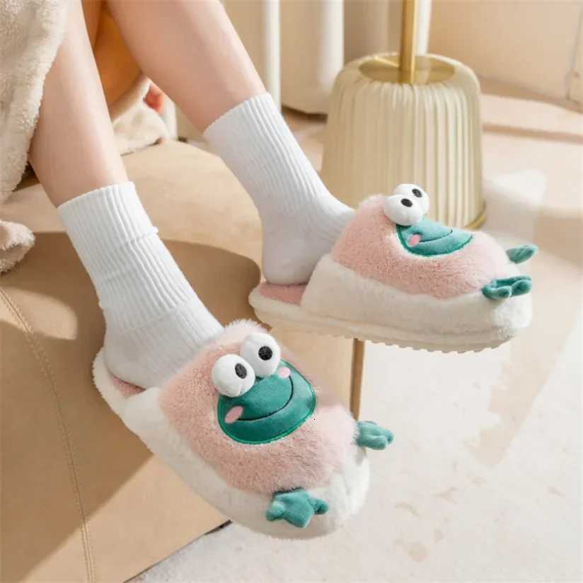 Womens House Slipper Female Frog Bear Winter Warm Kawaii Cartoon Plush Contton Indoor Non Slip Funny Cute Fuzzy Home Floor Shoes S260305