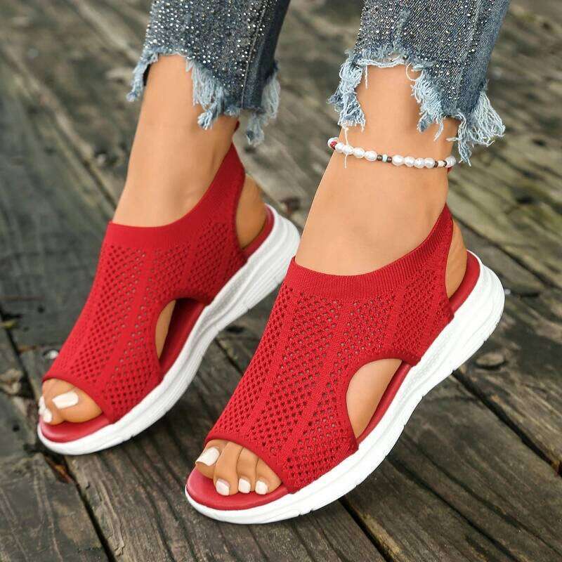 2026 Summer New Women's Trendy Open toed Sandals with Mesh Fashion Design Simple and Lightweight Casual Shoes