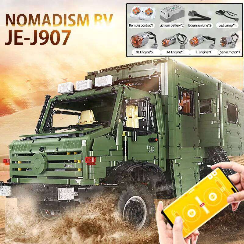 Technical Car APP Remote Control Motor Power Camping RV Building Blocks Model MOC Assembling Truck Bricks Boys Toys Set Kid Gift Z260306