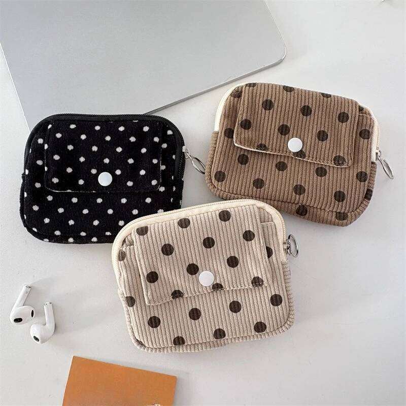 Kawaii Corduroy Coin Purse Square Hasp Zipper Mini Wallet Cute Bag for Money Card Lipstick C260304
