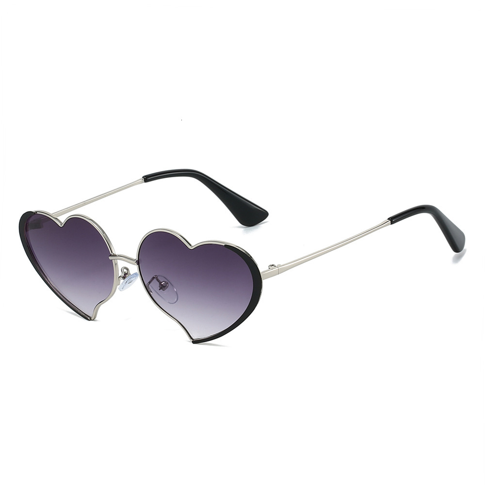 25 new European American metal frame heart-shaped sunglasses, unique and fashionable quirky sunglasses street photography, UV protection for trendy gi