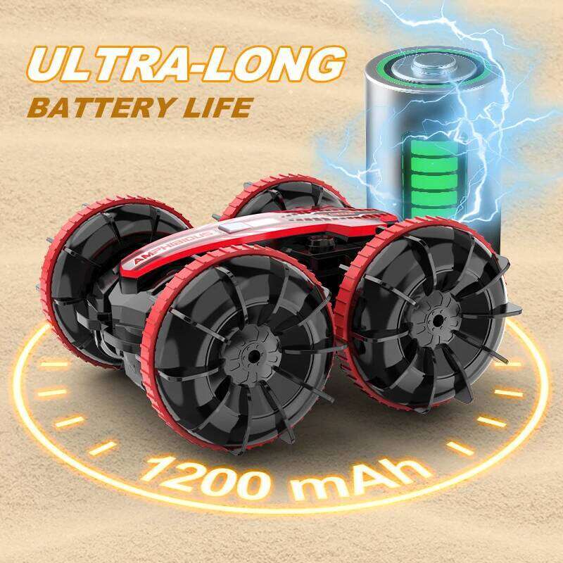 Remote-controlled toy car, with colorful flashing lights, suitable both water and land use, a gift for children C260305