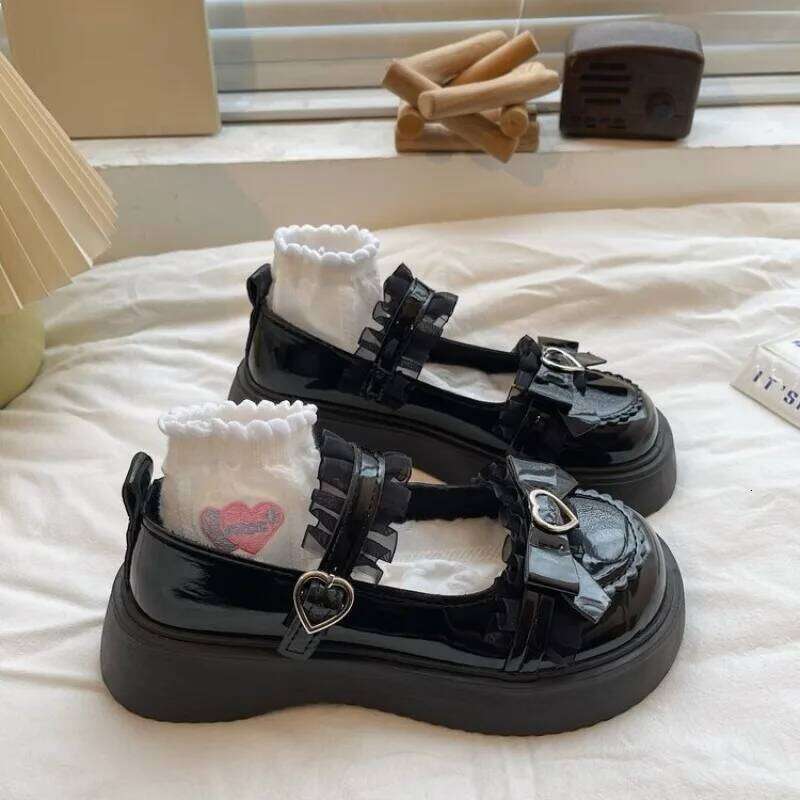 2025 New Fashion Buckle Women's Pumps Spring Autumn Mary Jane Solid Butterfly Knot Platform Casual Round Toe Ladies Shoes