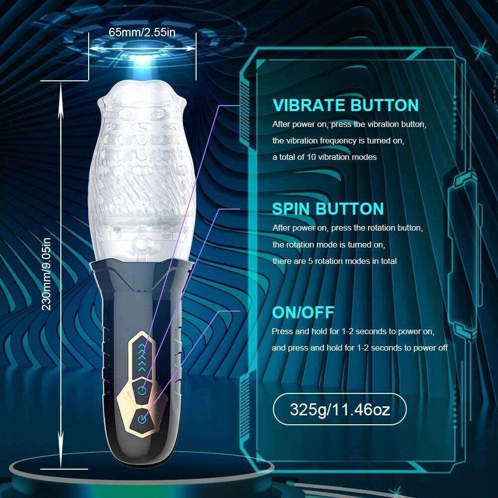 Masturbator Rotation Silicone Vagina Vibrator Electric Pocket Pussy For Penis Male Piston Automatic Mastubator W260305