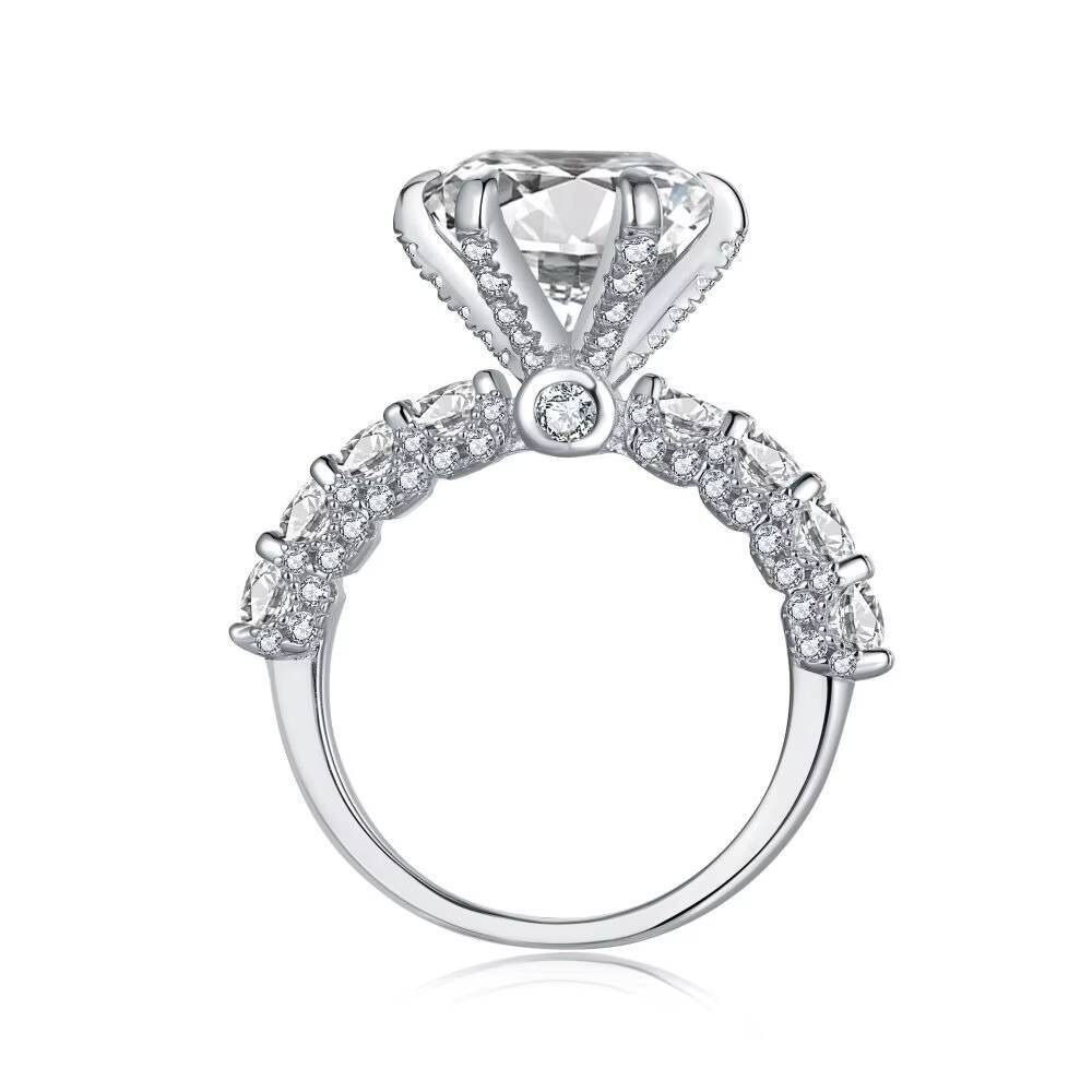 Luxury VVS 2ct 3ct 5ct Moissanite Diamond Wedding Ring for Women S925 Sterling Silver White Gold Plated with Gra Certificate