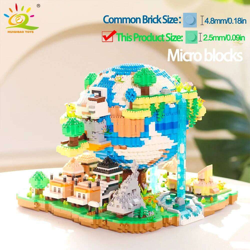 HUIQIBAO 5452PCS MOC The Earth Village Model Micro Building Blocks Architecture Style Brick for Kid Children Construction Toys Z260306