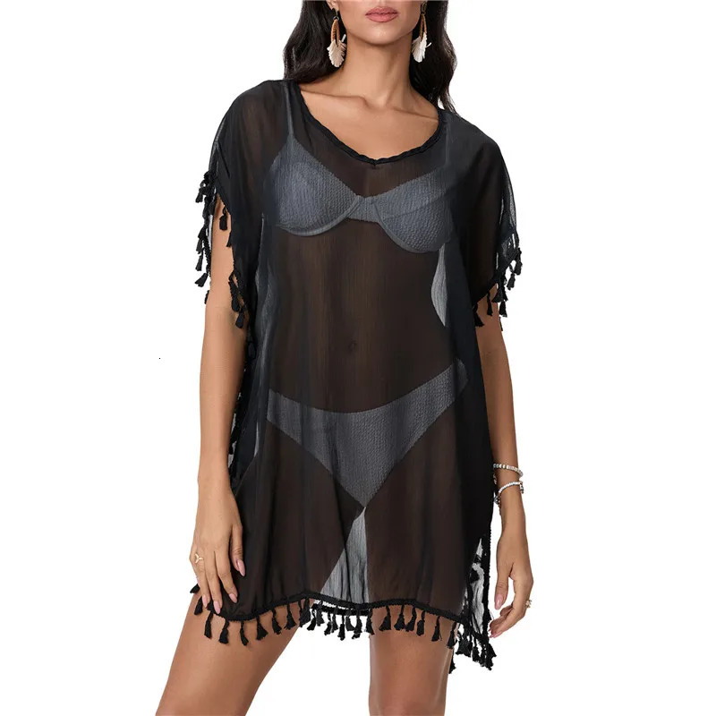 Women Beach Cover Up Lace Hollow Crochet Swimsuit Dres 2025 Summer CoverUps Bathing Suit Ladies Wear Tunic 260228