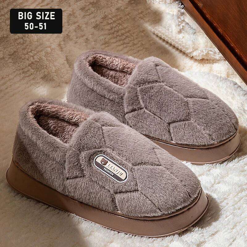 Men's Winter Cotton Women Fur Fluffy House Slippers Comfy Soft Indoor Plush Shoes Couple Warm Bedroom Fuzzy Slides