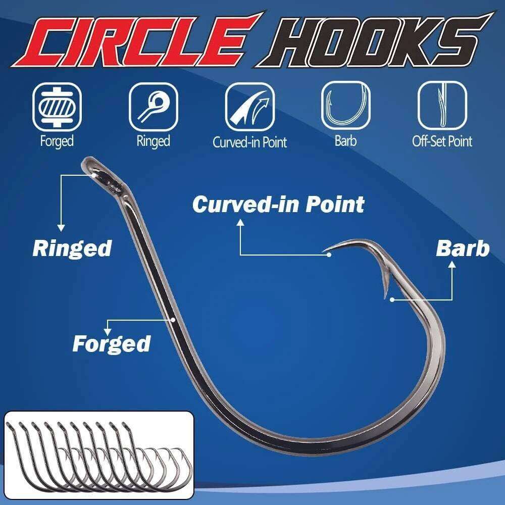 20PCS Inclined Circular Hook 7385 Strength Angle Sharp Olecranon Barbed Gear Soft Lure Octopus Fishing Tackle Circle Fishhook S260305