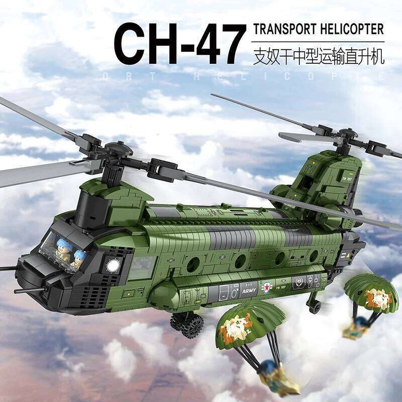Aircraft Series Helicopter Building Blocks Model Famous WWII Military Fighter MOC Brick Sets Boys Toys Gift For Children Z260306