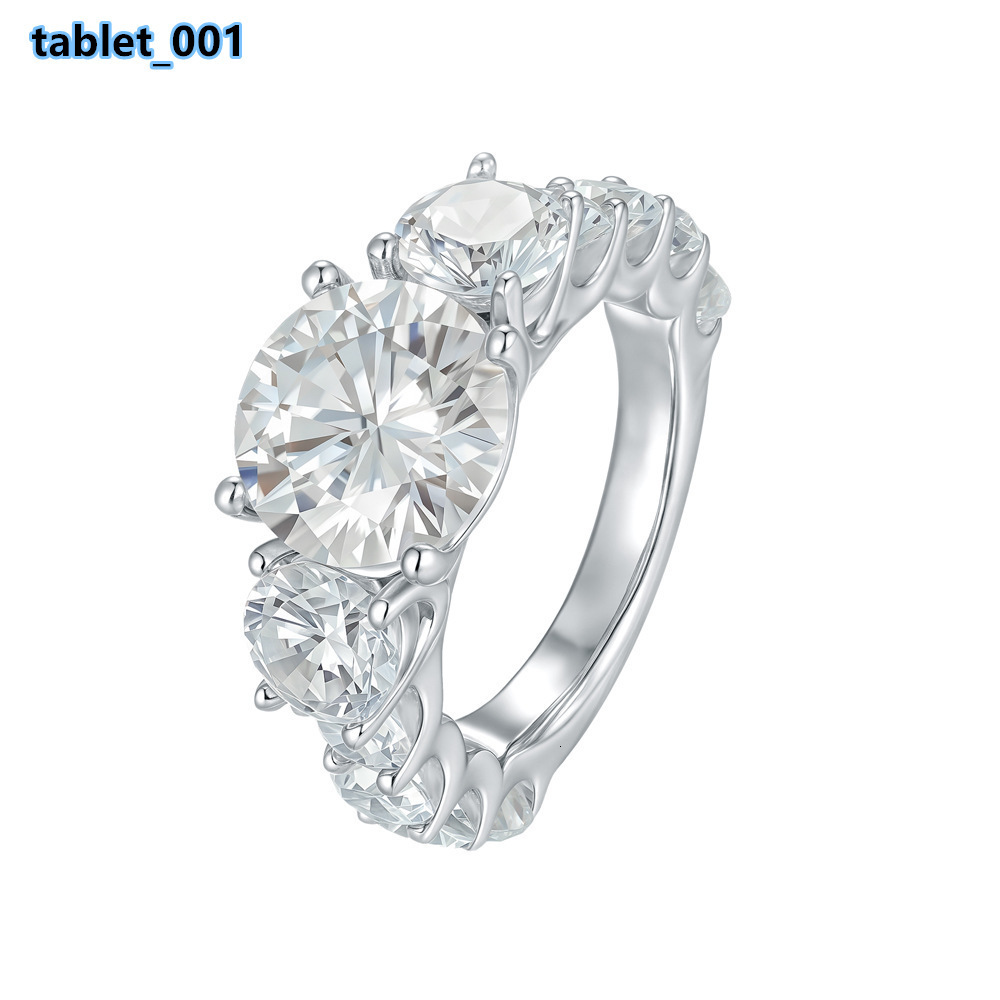 Luxury S925 Silver White Gold Plated Claw Setting Round Cut 5CT VVS GRA Moissanite Jewelry Gradient Half Eternity Rings for Men