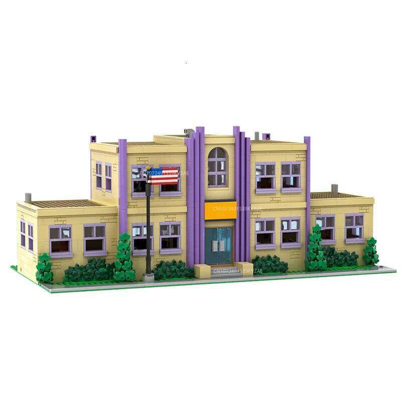 MOC Simpsoned Modular Moe's Tavern Building Blocks City House Springfield Elementary School Skyline Architecture Bricks Toys Z260306