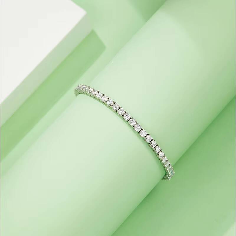 Fine Jewelry Hip Hop 925 Sterling Silver VVS Moissanite Diamond Cluster Iced Out Tennis Chain Bracelet Necklace for Men Women