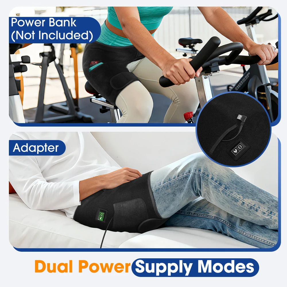 USB Electric Hip Support Wrap 3 Level Heating Hip Vibration Massager Infrared 660nm LED BeadsThigh Hip Groin Protect Belt 260304