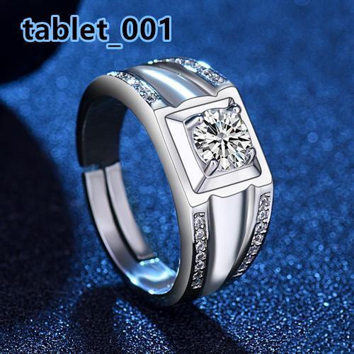 Hot Sale Rhodium Plated Moissanite Sterling Silver Mens Open Hip-Hop Wedding Party Personalized Ring Wholesale
