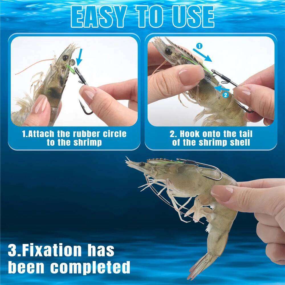 10pcs Fishing Hook Double Hooks Live Bait Holder Shrimp Walker Fishhooks for Bass Groupers Catfish Y260305