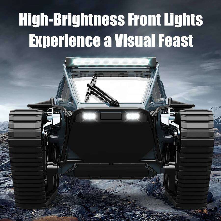 JJRC C8812 LED Light Full Scale Tracked Tank Simulation Toy RC Car Model Drift Remote Control Off-Road Vehicle Boy Gift C260305